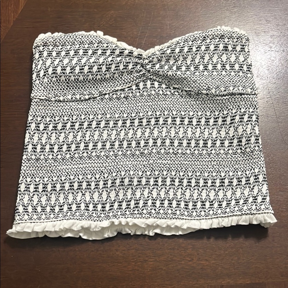 Anthropology Black and White Strapless Top